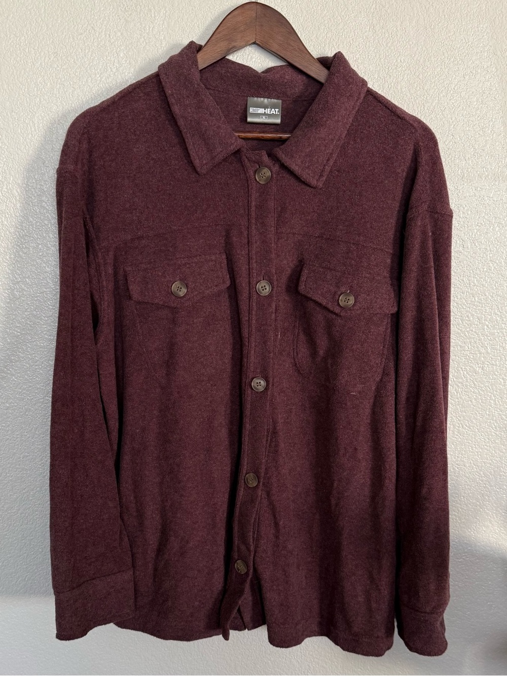 32 Degrees Women's Button-Down Shirt Jacket - Burgundy